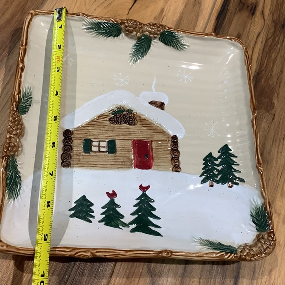 NWOT St Nicholas Square winter scene textured serving dish 9” square - Picture 5 of 5